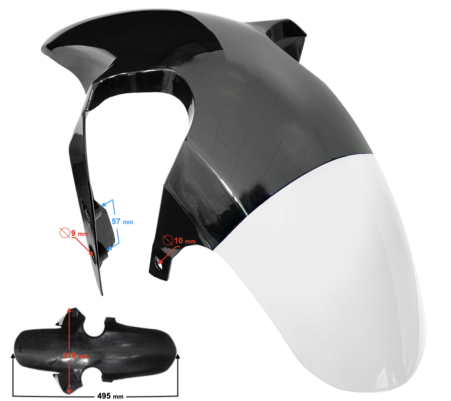 Voorspatbord, zwart en wit  GT 125cc